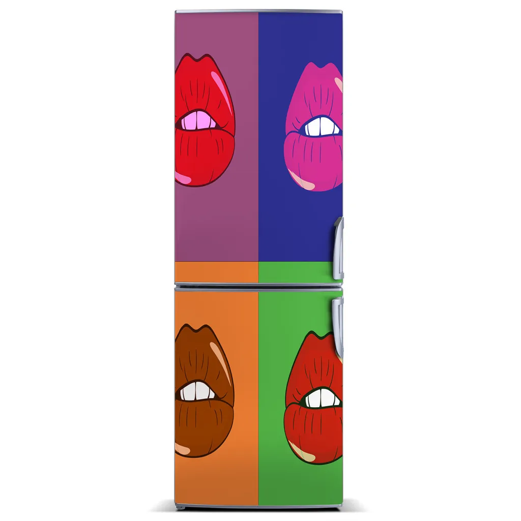 Tulup Kühlschrankdekoration - Magnetmatte - 60 cm x 180 cm - Magnet auf dem Kühlschrank - Bunte Lippen